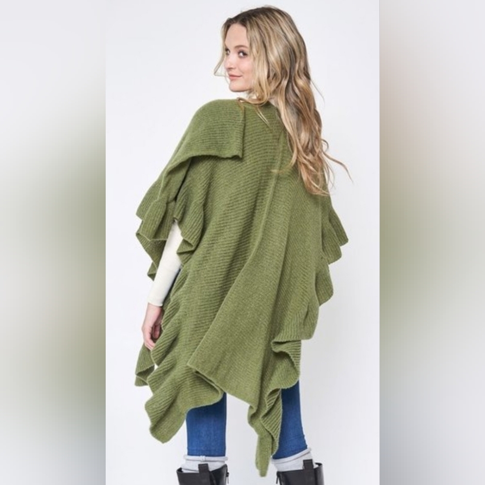 Ruffled Ruana Wrap - Picture 2 of 4